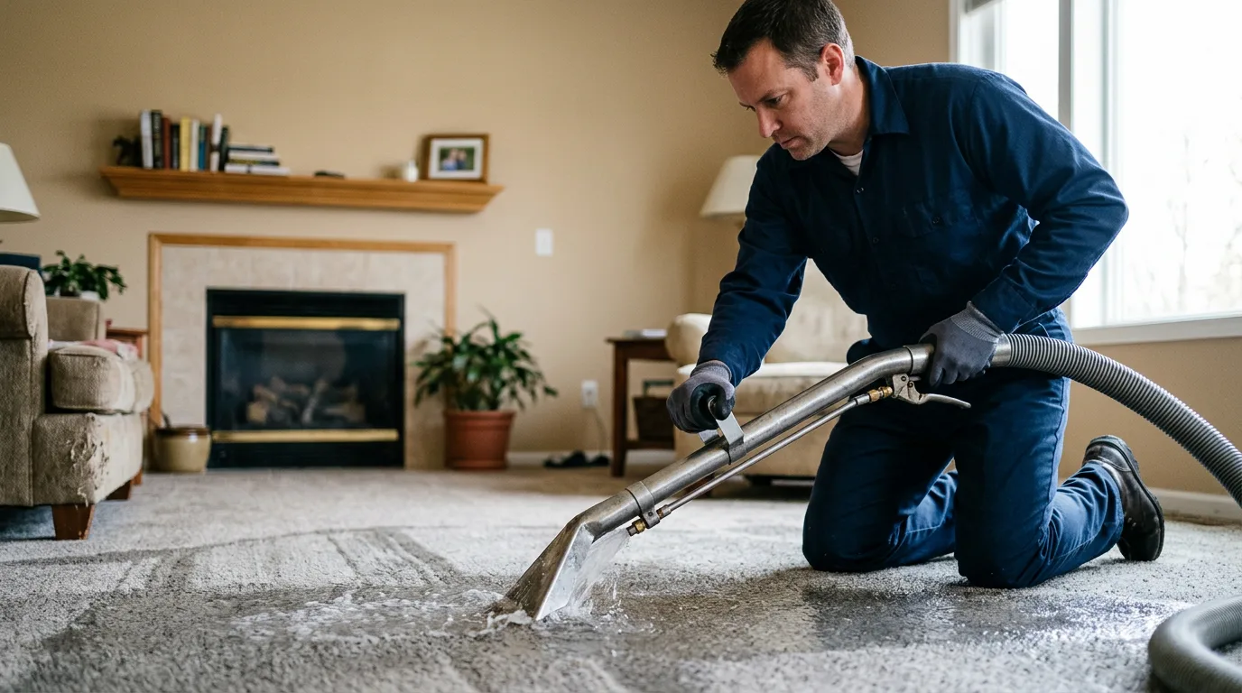 Water damage restoration technician working near Groton, VT
